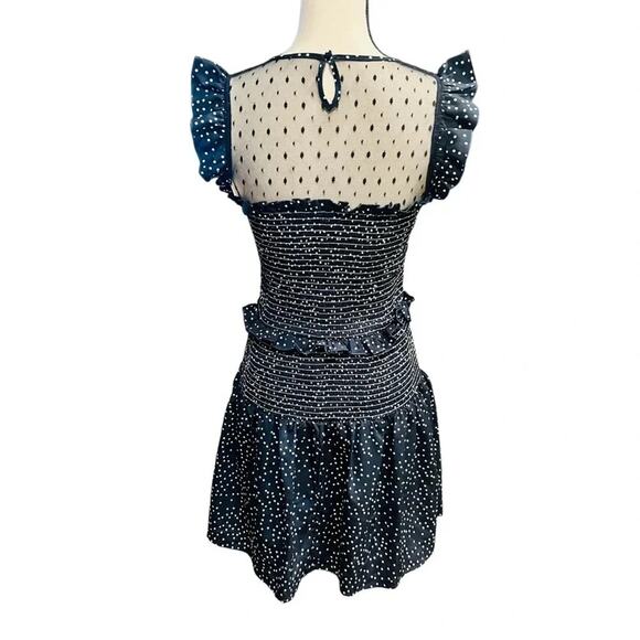Aqua Tiered Polka Dot Mini Dress Navy/White Size M NWT - Picture 5 of 7
